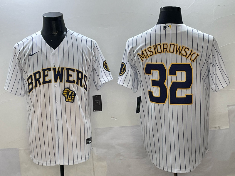 Men Milwaukee Brewers #32 Misiorowski white Nike MLB 2025 jersey 007->milwaukee brewers->MLB Jersey